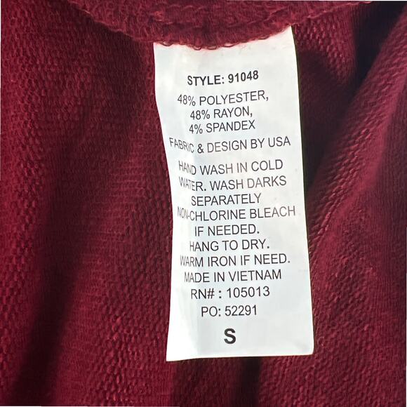 Burgundy Choker Collar Drop Waist Tunic Dress Pleated With Pockets Size Small - Picture 7 of 11